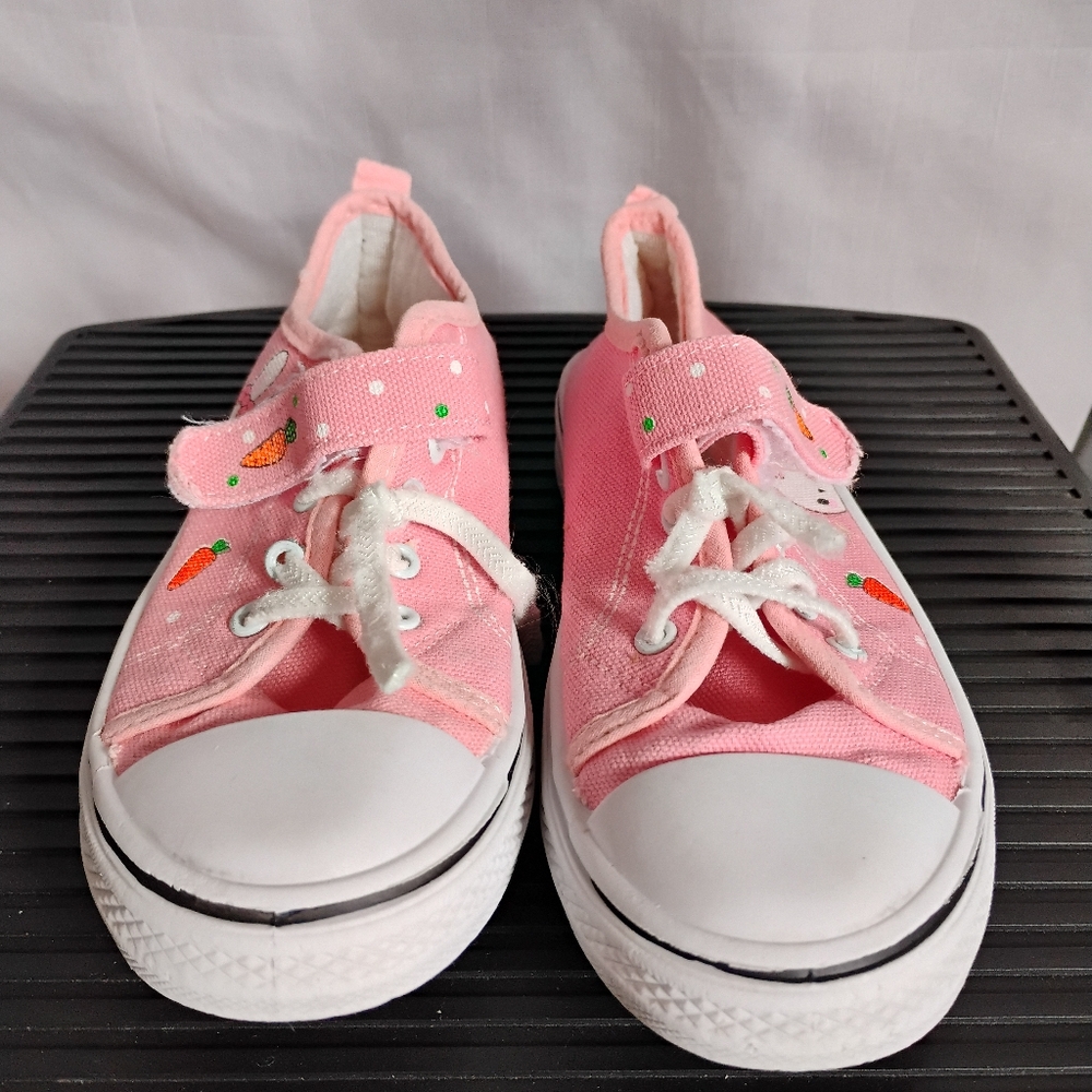 Kids Pink Easter Canvas Girls Sneakers.